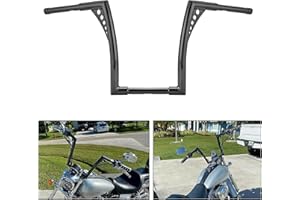 DASEN Gloss Black Ape Hangers Handlebar 12" Rise 1 1/4" Handle Bars Compatible with Harley Davidson Sportster XL 1200 883 Softail Dyna Touring Road Glide & King Models