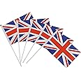 Party With Emma 25 Pieces Hand Waving Desk Flags Double Sided Cake Topper Countries National Day Supplies Flag Decoration for Baby Birthday (UK)