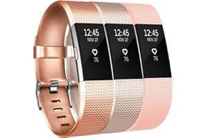 Yandu Replacement for Fitbit Charge 2 Strap (3 Pack), Watchbands Soft Comfortable Accessory Straps for Fitbit Charge 2