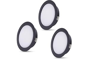 KYOTECH Faretto da incasso a LED nero, 4 W, 230 V, bianco neutro, 4000 K, diametro foro 55-58 mm, ricambio per faretti alogeni da incasso per armadio a specchio, armadio da bagno