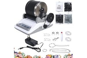 MOCOLI Rock Tumbler Kit, Professionelles Steinbecher Set Poliertrommel Steintrommel Steinschleifmaschine Rock Polisher 7 Tage Zeitmessung Funktion 4 Arten Polierpulver