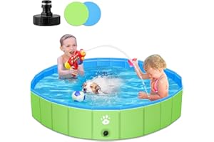YIKANWEN Piscine pour Chien Pliable, PVC 120x30cm, Stable et Antidérapant, Pataugeoire pour Animaux de Compagnie, Enfants, Verte