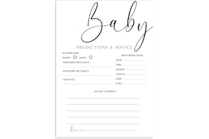 THE LITTLE PARTY COMPANY Baby Shower Games - Pack of 15 Baby Prediction/Advice Cards- White Minimal Elegant Design-Unisex-A5 Size (BSOBP15)