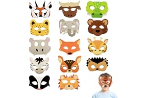 Abeillo 15 pièces masques d'animaux accessoires de fête animaux sauvages jungle safari accessoires de fête d'anniversaire costumes d'animaux fournitures de fête et décorations