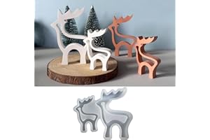 WIKIMO 2 Stück Silikonformen Gießformen Weihnachten Elch, Gießformen Silikon für Durchbrochene Elch Silikonform, Silikonform für Gips zum Gießen (2 Elchformen)