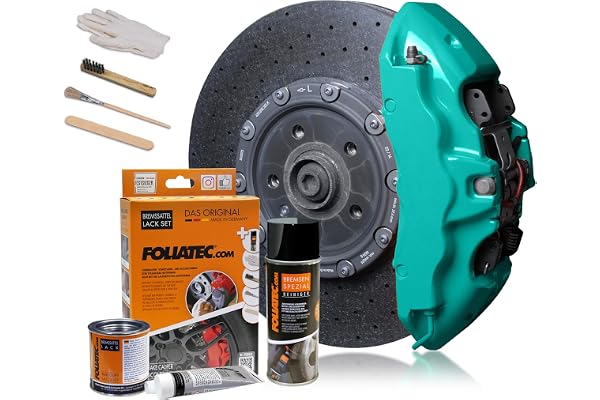 FOLIATEC Kit de peinture pour étriers de frein, résistant à la chaleur, kit complet pour 4 étriers de frein, Ocean Turquoise, jeu de 7 pièces