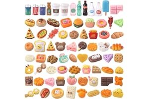 XOYTN XIMISHOP 100Pcs Miniature Food Drink，Tiny Resin Pretend Foods Drink Bottles Model for Dolls House Accessories Pretend Play Kitchen Game Children Party Role Play Toys