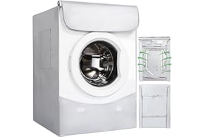Copertura Lavatrice per Esterno - HAUSPROFI Coprilavatrice di Spessore Migliore per Lavatrici e Asciugatrice - Coperchio Lavatrice Impermeabile con Protezione Solare Argentati - 60 * 64 * 85 CM