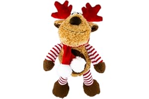 SCARLAROO.COM Scarlaroo Christmas Reindeer Bob Squeaky Christmas Dog Toy Gift Present for Medium and Large Dogs (Large Christmas Reindeer Bob)