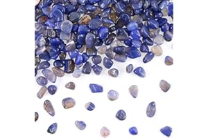 'Swpeet 1Pound Marine Milky Agate Bulk Stone Large Gemstone Crushed Pieces 0.35-0.5'' inch Tumbled Stone Chips Crushed Natural Crystal Quartz Perfect for Jewelry Making Home Decoration'