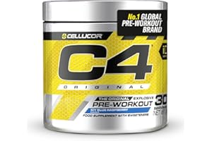 CELLUCOR Poudre pré-entraînement C4 Original - framboise bleue glacée | Boisson énergisante pré-entraînement | 150 mg de caféine + bêta-alanine + monohydrate de créatine | 30 portions