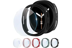 SOLOLUP 5+5Pack Hard PC Screen Protector+Cases for Samsung Galaxy Watch 8 Case 40mm,Full Protection Anti-scratched Bumper Cover with HD Clear Tempered Glass Screen Protector for Samsung Watch 8 40mm(ONLY)