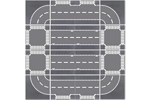 Lekebaby 16 Platten Set Stadt Grundplatte, Straßenplatten 100% Kompatibel mit Meisten Marken, 4 Kurve/ 4 T-Kreuzung/ 4 Gerade/4 Kreuzung