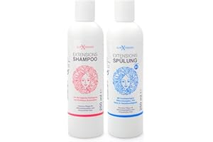 ‎GLAMXTENSIONS Extensions Shampoo und Spülung Set für Echthaar, Extensions Pflege Haarverlängerungen Perücken und Haarteile, 250ml