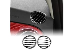 KUNGKIC for Abarth 595 595C 695 / Fiat 500 Accessorries Carbon Fibre Interior Trim Car Dashboard Side Air Conditioning Vent Cover Decoration Decal Self-Adhesive Auto Parts RHD (Black)