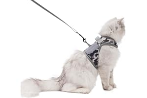 YIZHI MIAOW Tactical Kitty Harness and Leash for Walking Escape Proof Breathable Mesh Fabric, City Camo, Small, Adjustable Cat Walking Jackets, Padded Stylish Cat Vest
