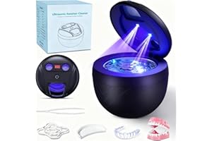 Ultrasonic Retainer Cleaner Machine, TechKen 45khz Cleaning Dental Cleaner with UV Light, Portable Digital Timer for Dentures, Aligner, Mouthguard