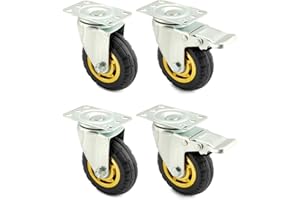 QWORK® Lot de 4 roulettes charge lourde 100 mm - jusqu'à 70 kg par roulettes - pour le déménagement de meubles et l'utilisation industrielle (2 avec frein)