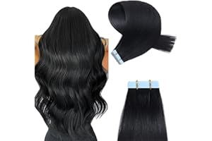 YILITE Tape in Hair Extensions #1 Jet Black 22 inches 20pcs 50g/pack Invisible Straight Seamless Skin Weft Remy Hair Extensions Silky Tape Hair Extensions Real Human Hair (22 inches #1 Jet Black)