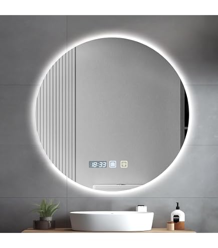 Specchio da bagno rotondo a LED - Diametro 90 cm - Retroilluminato a
