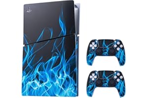 Mcbazel Vinyl Skin Sticker Protective Skin Cover Sticker for PS5 Slim Digital Edition - Blue Flame(Not for PS5/PS5 Pro)