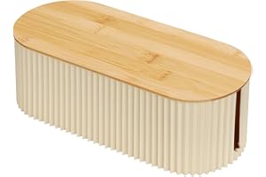 BEZORR Cable Tidy Box, Cables management box, Cable organisers with Bamboo Lid for Hiding Messy Cables Wire Management -white