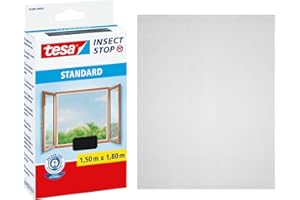 tesa Insect Stop Zanzariere Attacca & Stacca STANDARD per Finestre - Zanzariera Adesiva - Rete per Zanzariera Regolabile a Piacere - Antracite, 150 cm x 180 cm