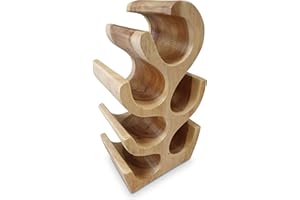 Kinaree Holz Wein-Regal Akazie Natur – Suar Holz Flaschenregal für 6 Flaschen | Handgefertigt in Indonesien | Massivholz Design Weinständer | Geschenkidee für Weinliebhaber