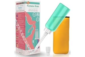 TONELIFE Bidet portable avec 2 buses + tube évolutif – Bidet de voyage de 500 ml – Bouteille de lavage périnéal pour soins post-partum – Bidet personnel portatif de 500 ml – Lavage intime pour femme (vert)