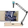 Jiawu Microscope Articulated Arm Stand, Adjustable Aluminum Alloy Bracket with Clamp, Folding Microscope Arm Stand, Flexible Microscope Mount, Flexible Industrial Camera Holder