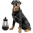 Notakia Resin Dog Rottweiler Statues and Sculptures with Solar Led Home Garden Decoration Windproof Lamp Outdoor Lighting Decor (Rottweiler &LED)