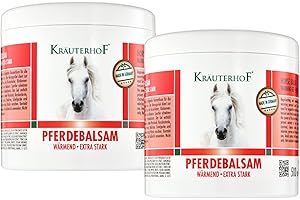 ‎KRÄUTERHOF Kräuterhof Pferdebalsam Wärmend Extra Stark DUO (2x500ml) – Durchblutungsfördernde Wärmesalbe, Massage-Gel mit Rosskastanie & Rotes Weinlaub, Lindert Gelenkschmerzen & Verspannungen