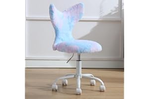 Ya-Home Children Desk Chair Kids Faux Fur Swivel Chair with Backrest for Girls Boys, Blue