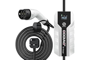 GODIAG Portable EV Charger Type 2 6M Adjustable Current Type 2 Charging Cable 6/8/10/13A UK 3 Pin Plug Electric Car Charger Home EV Charging Station With Bag (IP66 Waterproof)
