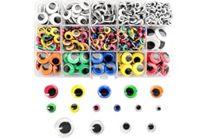 JREMREO 732 Pcs Googly Eyes Set, Multi-Color Wiggle Eyes with Assorted Sizes, Self-Adhesive Craft Eyes for DIY Projects, Scrapbooking, Kids' School Crafting, Halloween and Christmas Decorations