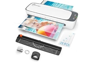 Buyounger Laminator, A3 Laminator Machine with 25 Pouches Thermal and Cold for A3 A4 A5 A6, 13 Inches Laminating Machine with 60s Warm-up for Home School Office