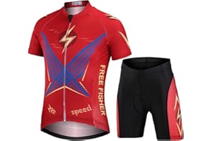 L PATTERN Kinder Radsport Bekleidung- Jungen/Mädchen Fahrrad Trikot-Set(Trikot Kurzarm+Kurz Radhose)/Radtrikot Kurzarm/Kurz Fahrradhose mit Sitzpolster(Radsport Anzug)