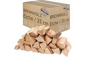 Bois de Chauffage 5-500kg pour Poêle et Cheminée Brasero Grill Panier à Feu Bûches de Bois de chêne 25 cm Flameup, Quantité:30 kg