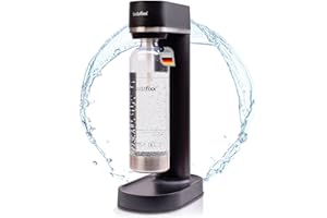 ‎SODAFIXX Sodafixx Wassersprudler Schwarz - Soda Maker + 1 PET Wasserflasche 0,85L - Sprudelwasser Maschine ohne Strom - Wasser Sprudel Gerät für 60L CO2 Zylinder - Sprudelwasser Flasche - Soda Wassersprudler