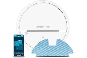 Rowenta Aspirateur robot laveur, Aspire et lave, Navigation ultra précise, Réglages personnalisés, Filtre haute-efficacité, WiFi, Application compatible assistant vocal X-plorer Serie 80 RR7747WH