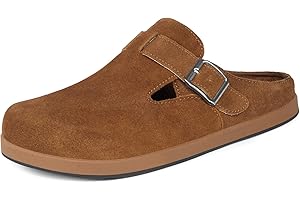 KUKTO Sabots Mules Homme Femme|Pantoufles Fermé avec Semelle Amovible|Cuir Chaussures de Jardin|Confort Antidérapant Sandales