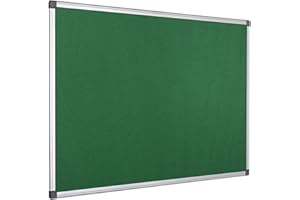 Bi-Office Tableau d'Affichage en Feutre Vert Maya, Cadre en Aluminium, 120x90 cm