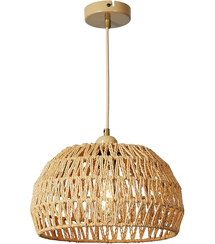 Rattan Deckenlampe 40cm - Vintage Bambus Leuchte Mit 3 E27 Fassungen Für 10-15m²