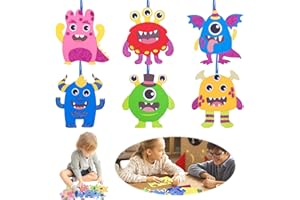 SPERMUOY Juego de manualidades de monstruos para niños,Juego de manualidades de monstruos de Halloween,Manualidades de monstruos con pegatinas de gomaespuma, regalo de manualidades para niños niñas