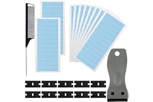 AXERHK Hair Extension Tapes,Tape in Hair Extensions Human Hair,132Pcs Include Tape in Hair Extensions Scraper Blade Comb,No-Residue Tape Double Durable Waterproof Tapes