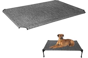Veehoo Cooling Elevated Dog Bed Cover, Outdoor Dog Bed Portable Raised Dog Cot Replacement Cover Only Pet Hammock Replacement Cover Breathable Mesh Washable, Dark Grey 107 x 76