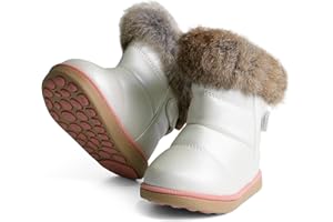 WYSFLY Stivali da neve da bambina per bambini Stivali con fodera in pelliccia sintetica per bambini Scarpe basse per appartamenti invernali Stivaletti caldi per bambino