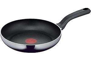 ‎TEFAL Tefal D52604 Patelnia odporna 24 cm | Bezpieczna tytanowa uszczelka nieprzywierająca | Wskaźnik temperatury sygnału termicznego | Łatwe czyszczenie | Technologia ochrony przed płomieniem | Nieindukcyjna | Czarny