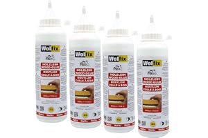 Wolfix Vattenfast PVAc Trälim D3, 4-pack x 500g – Extra starkt och snabbtorkande vitt PVA-lim för inomhusbruk, montering, hobby och alla träslag