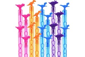 LERODITE 24 Pièces Dinosaure Bulles de Savon, Mini Bulle de Savon pour Enfants la fête et Les Anniversaires, Halloween, Noël, Savon Tubes Contient de Liquide (Quatre Couleurs)